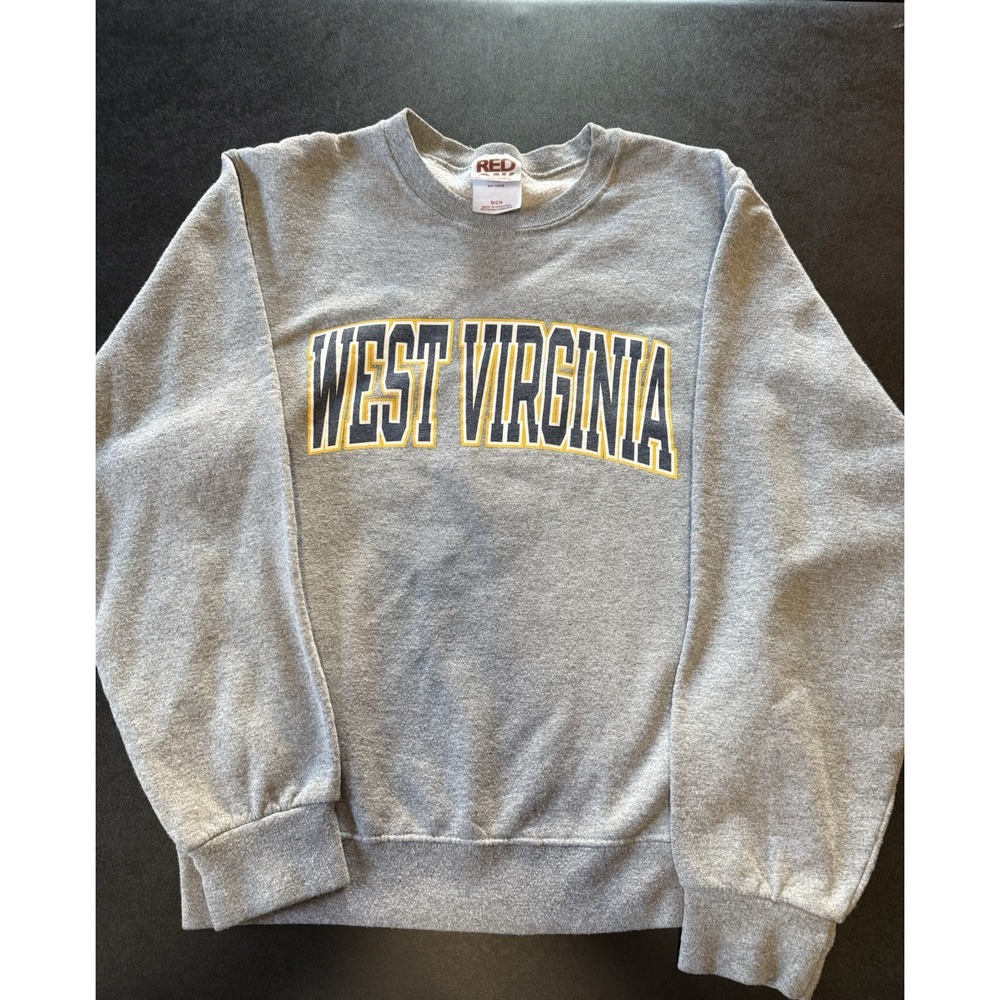 Vintage‎ West Virginia Red Oak Label Grey Sweatshirt Size Small